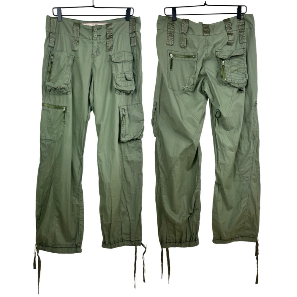 Abercrombie & Fitch Green Army Parachute Cargo Pants with Cinched Ankles size 8